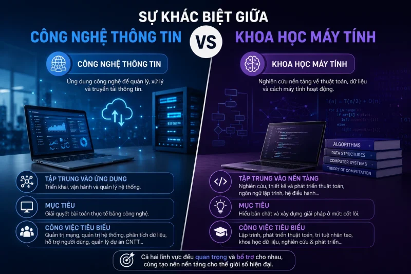 Sự khác biệt giữa Công nghệ thông tin và Khoa học máy tính 1 Sự khác biệt giữa Công nghệ thông tin và Khoa học máy tính
