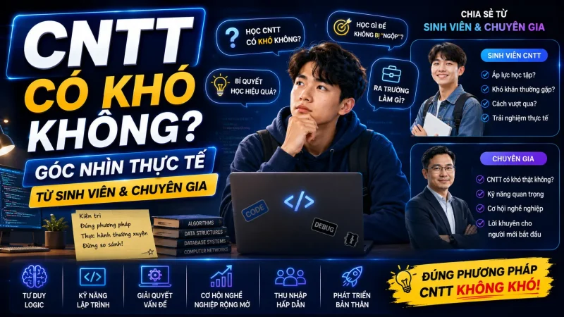 CNTT có khó không? Góc nhìn thực tế từ sinh viên & chuyên gia