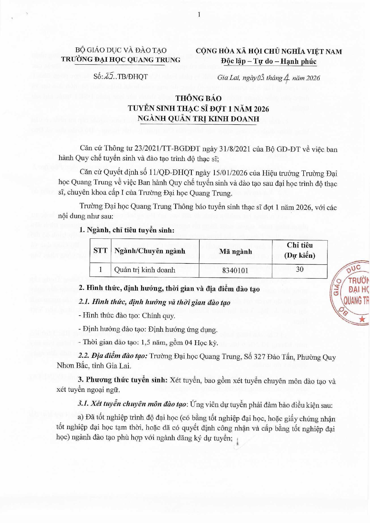 ThÔng BÁo TuyỂn Sinh Th.s Qtkd đã Ký Page 0001