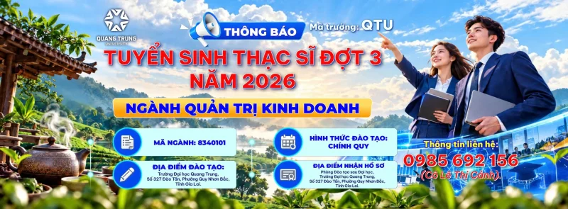Thông báo tuyển sinh thạc sĩ đợt 3 ngành Quản trị Kinh doanh 2026 1 Tuyển sinh thạc sĩ đợt 3 ngành Quản trị Kinh doanh 2026
