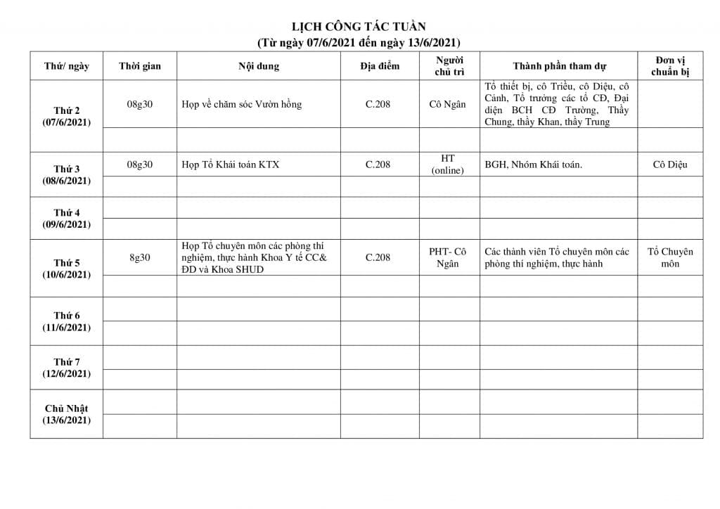 Lich cong tac tuan tu ngay 07.6.2021 den ngay 14.6.2021