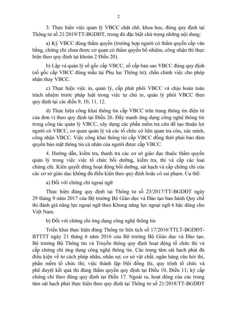 Công văn 1800/BGDĐT-QLCL về việc tăng cường công tác quản lý văn bằng, chứng chỉ 2 0002 7