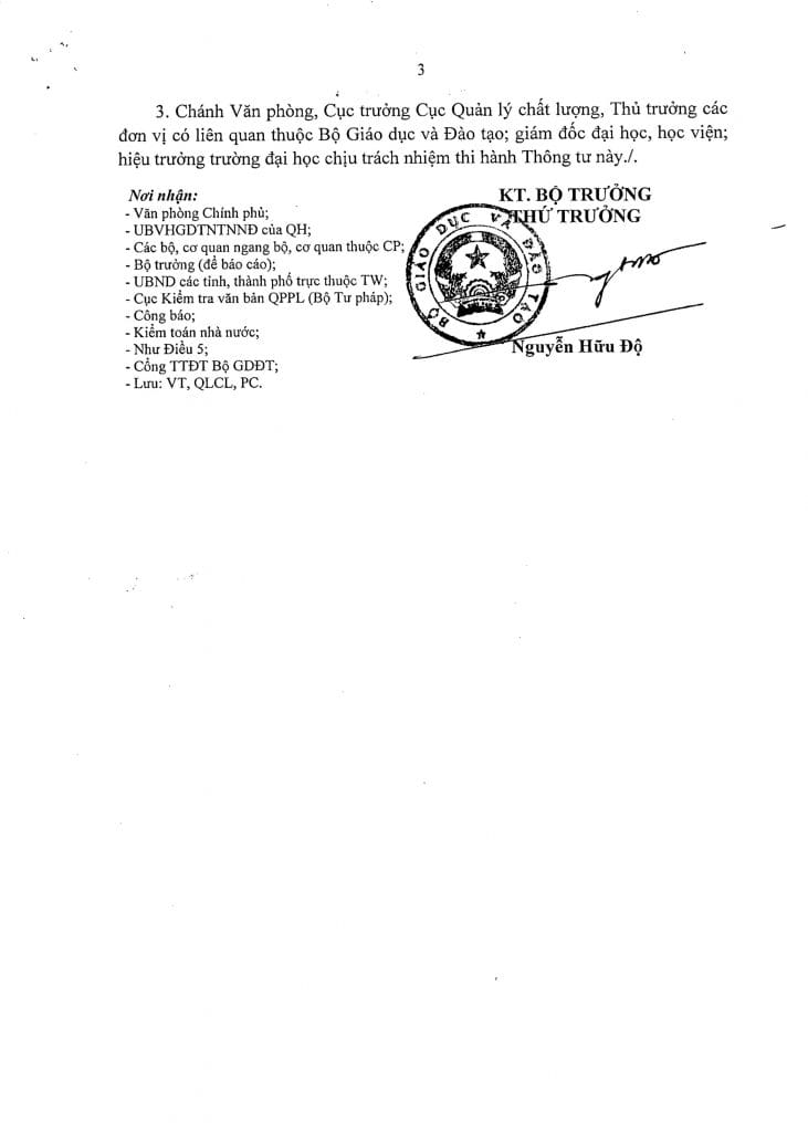 Thông tư số 27/2019/TT-BGDĐT Quy định nội dung chính ghi trên văn bằng và phụ lục văn bằng giáo dục đại học 3 0003 2