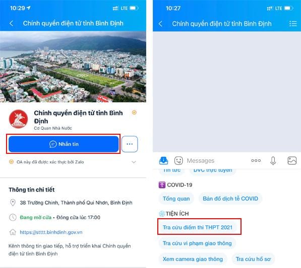 Học sinh Bình Định có thể tra cứu kết quả thi tốt nghiệp THPT 2021 qua trang “Chính quyền điện tử tỉnh Bình Định trên Zalo” 2 186c8d43d60a3f54661b