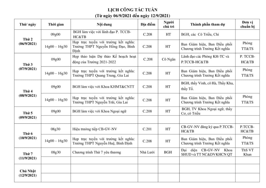 Lich cong tac tuan tu ngay 06.9.2021 den ngay 12.9.2021