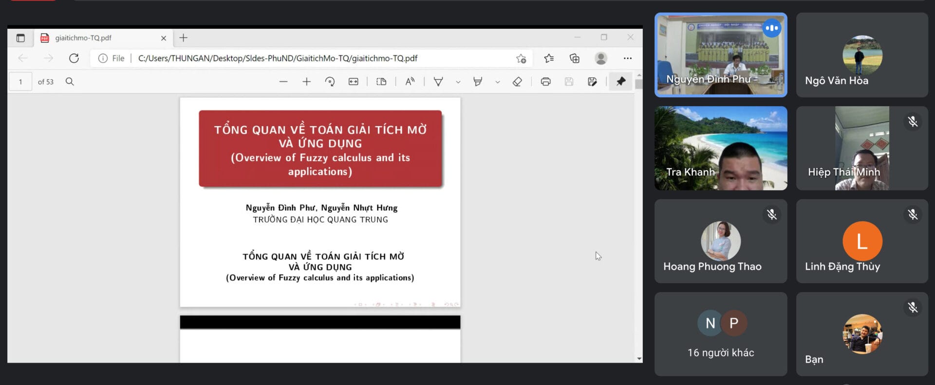 PGS.TS. Nguyễn Đình Phư báo cáo tại Seminar khoa học do Viện khoa học tính toán (INCOS) tổ chức 1 Ảnh chụp Màn hình 2021 09 25 lúc 15.15.46