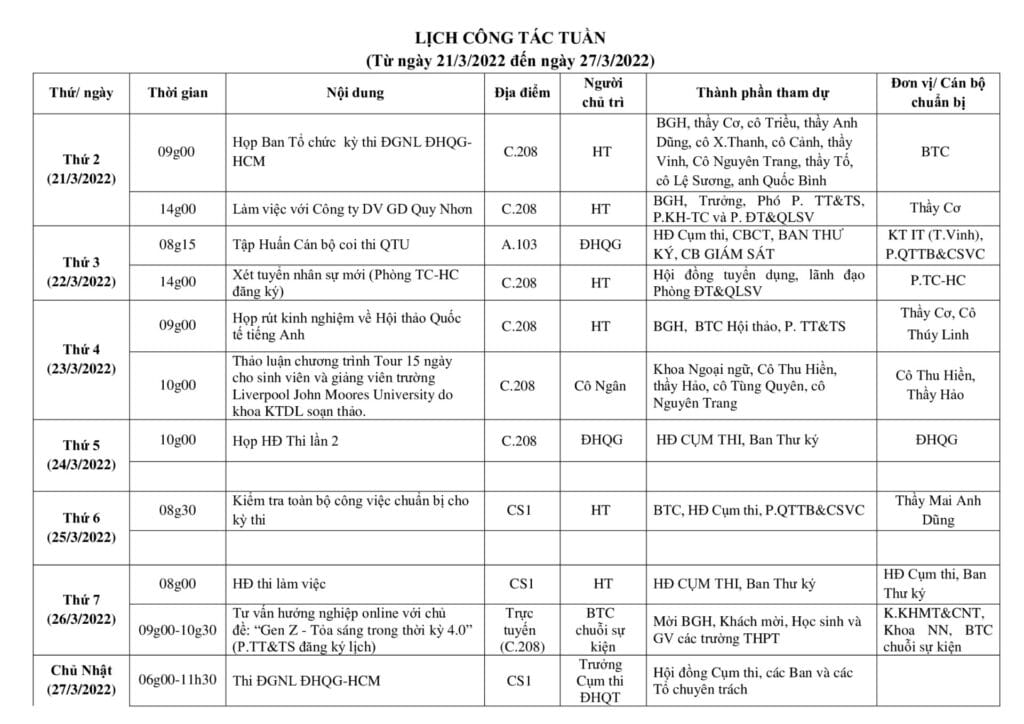Lich cong tac tuan tu ngay 21.3.2022 den ngay 27.3.2022