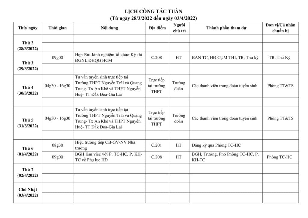 Lich cong tac tuan tu ngay 28.3.2022 den ngay 03.4.2022