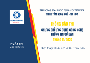 Thông báo thi CC UDCNTT cơ bản tháng 11.2024