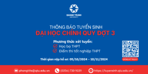 Trường Đại học Quang Trung thông báo tuyển sinh bổ sung đợt 3
