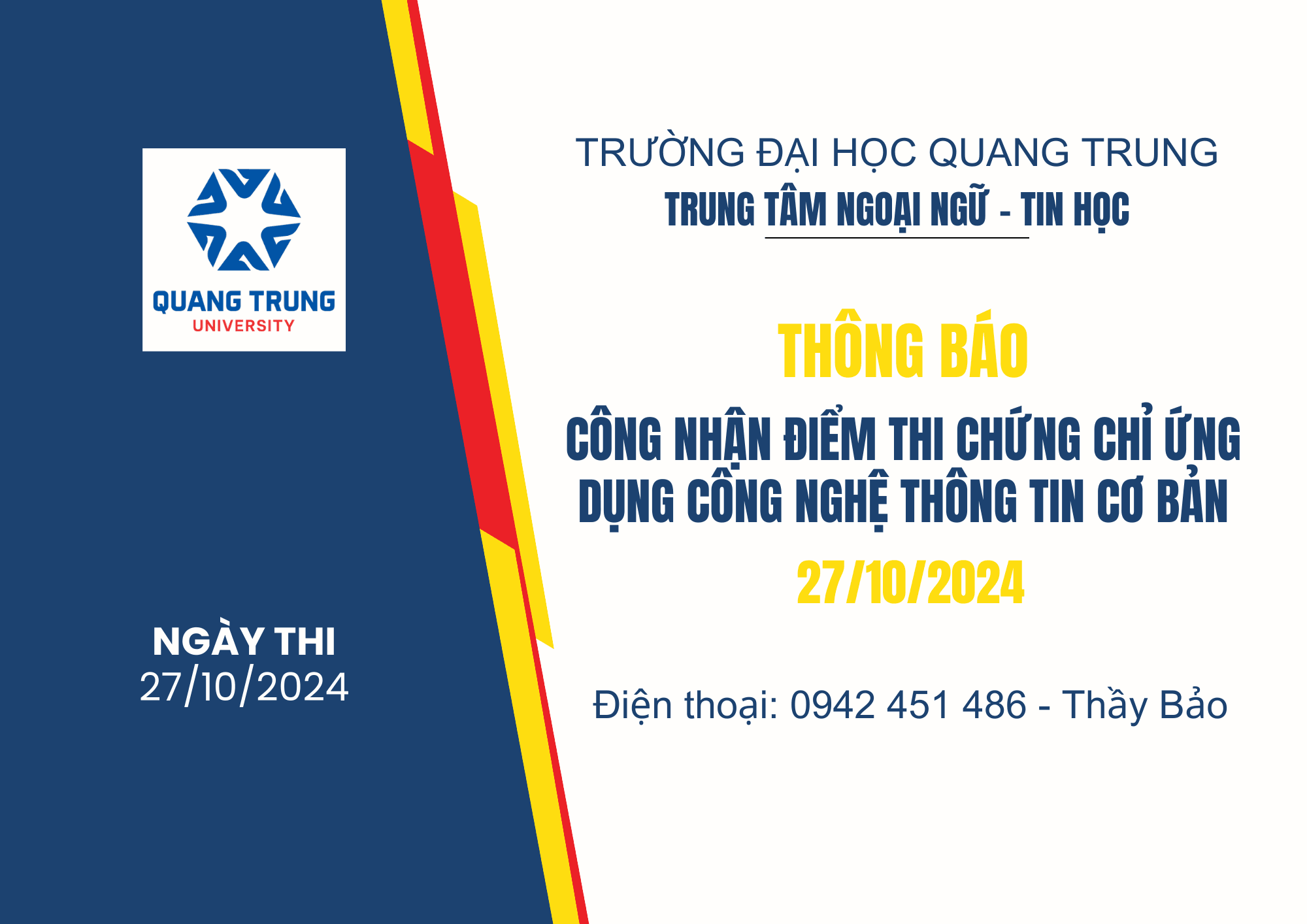 Công Nhận điểm Thi Cc Udcntt 27.10.2024