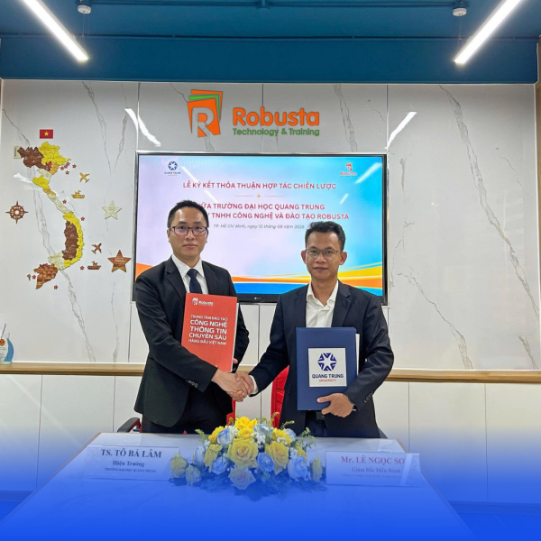 Trường Đại học Quang Trung ký kết hợp tác chiến lược toàn diện với Công ty TNHH Công nghệ và Đào tạo Robusta 65 Ký Kết Hợp Tác Robusta