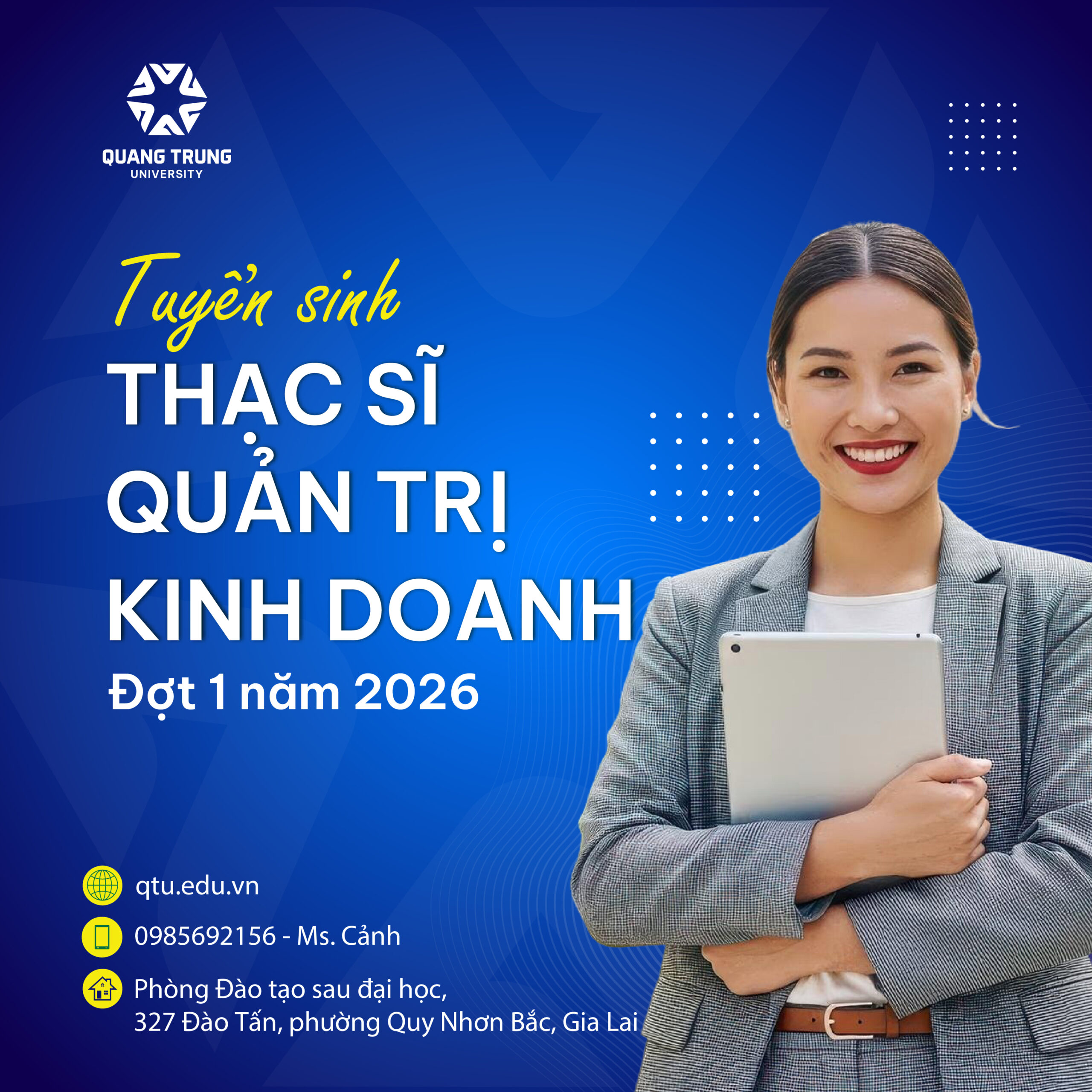 Thông báo tuyển sinh Thạc sĩ đợt 1 năm 2026 ngành Quản trị kinh doanh